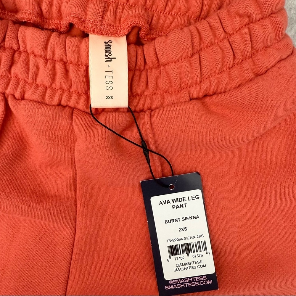 SMASH + TESS Set of Ava Zip Up Hoodie & Wide Leg Pant size 2XS - Burnt Sienna - Picture 14 of 17